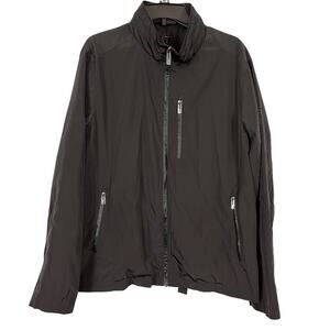 T TECH by TUMI Chocolate Brown Full Zip Active Wear Jacket Hooded Hood sz Large